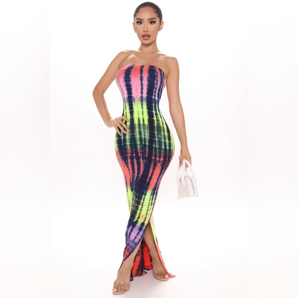 Fashion Nova Tie Dye Tube Maxi Dress